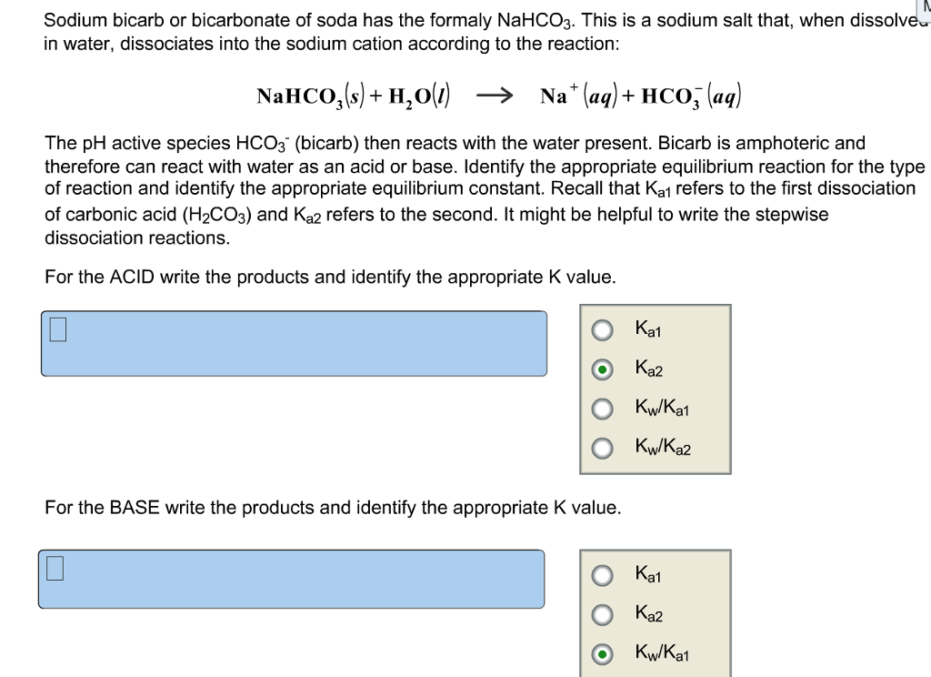 Solved Sodium Bicarb Or Bicarbonate Of Soda Has The Formaly | Chegg.com