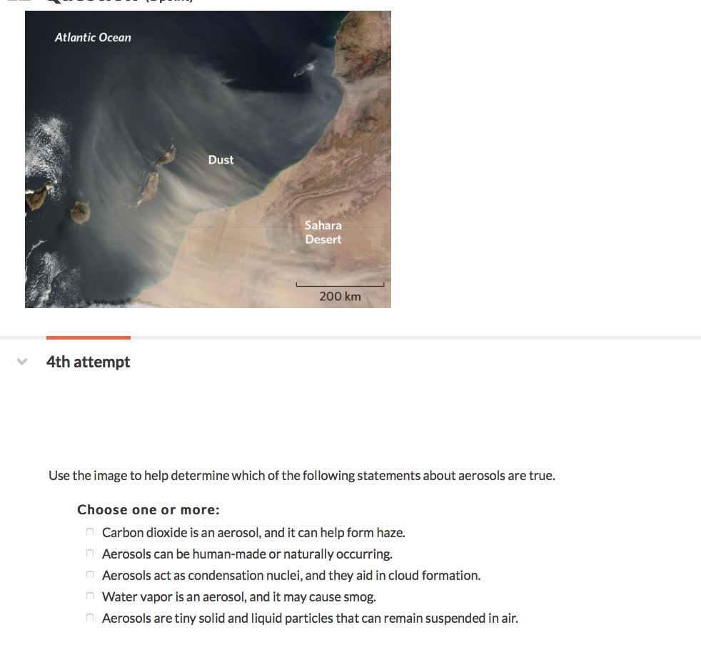 Solved Atlantic Ocean Dust Sahara Desert 200 km 4th attempt | Chegg.com