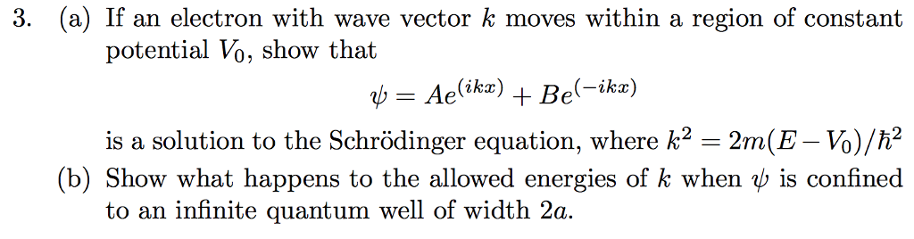 Solved 3· a) If an electron with wave vector k moves within | Chegg.com