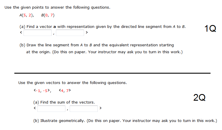 Solved Use the given points to answer the following | Chegg.com