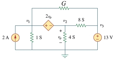 Solved In the circuit given below, G = 4 S. Determine | Chegg.com