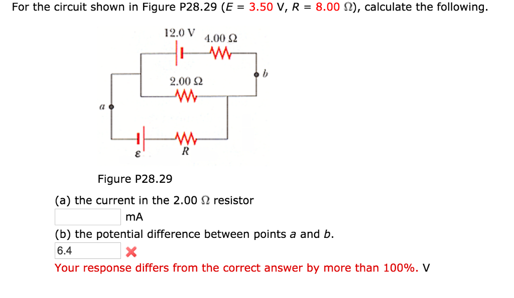 Solved For the circuit shown in Figure P28.29 (E = 3.50 V, R | Chegg.com