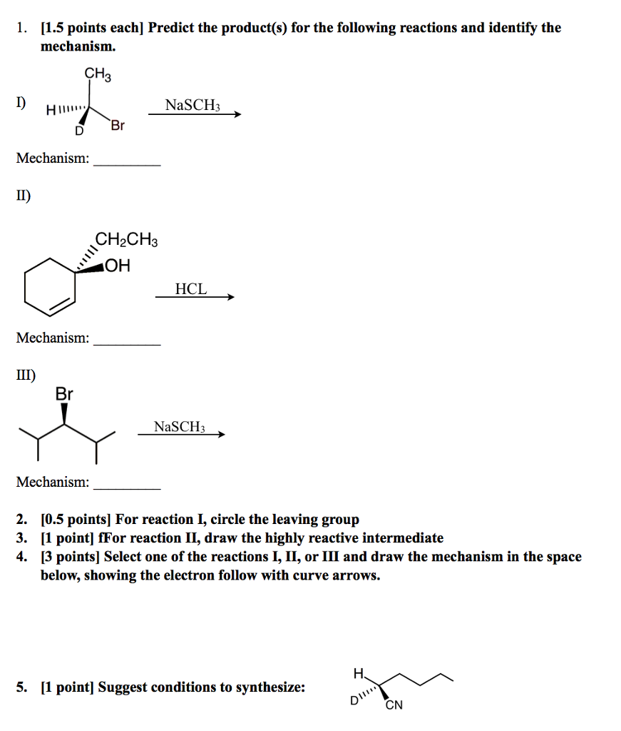 Solved Predict the product(s) for the following reactions | Chegg.com