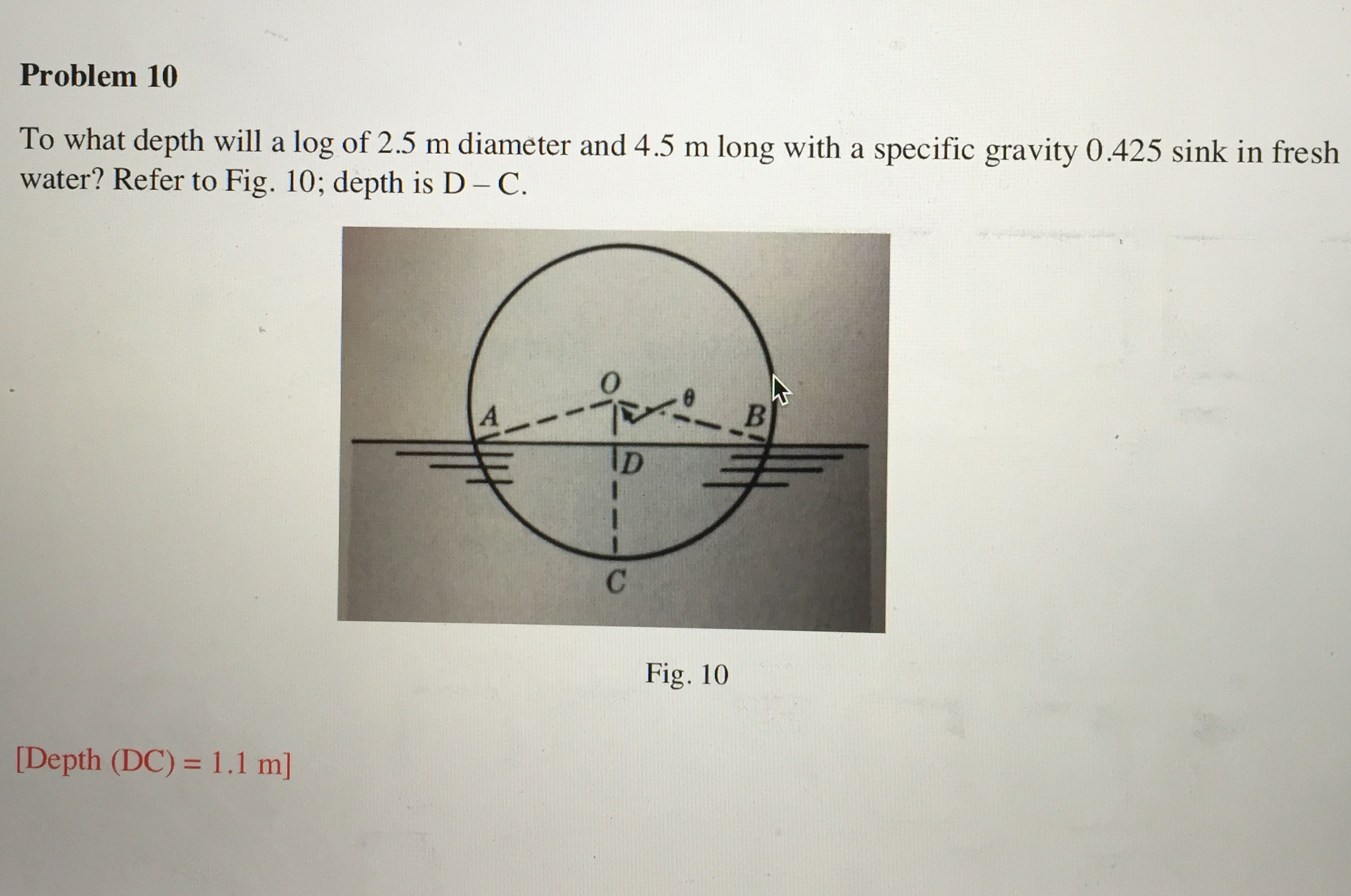 a-cylindrical-log-of-specific-gravity-0-425-is-5-m-long-and-2-m-in