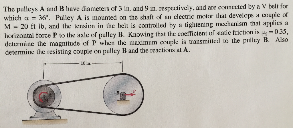 Solved The pulleys A and B have diameters of 3 in. and 9 in. | Chegg.com