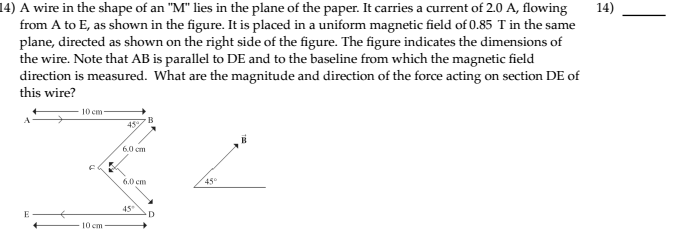 Solved 14) A wire in the shape of an 