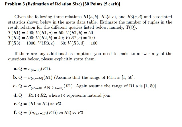 Given The Following Three Relations R1(a, B), R2(b, | Chegg.com