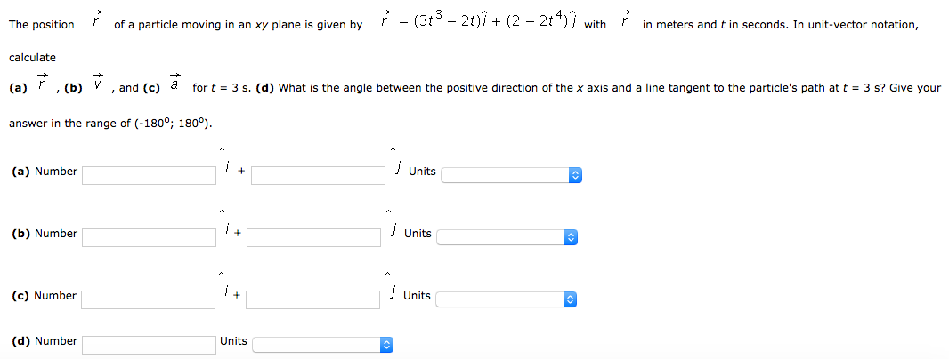 Solved The position vector r of a particle moving in an xy | Chegg.com