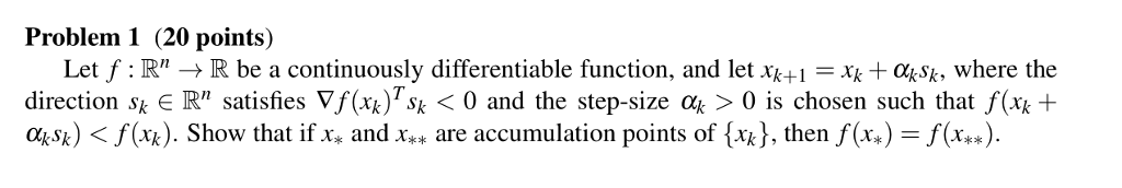 Solved Problem 1 (20 points) Let f : Rn → R be a | Chegg.com