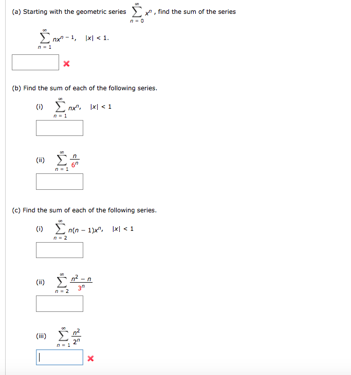 Solved (a) Starting With The Geometric Series>x, Find The | Chegg.com