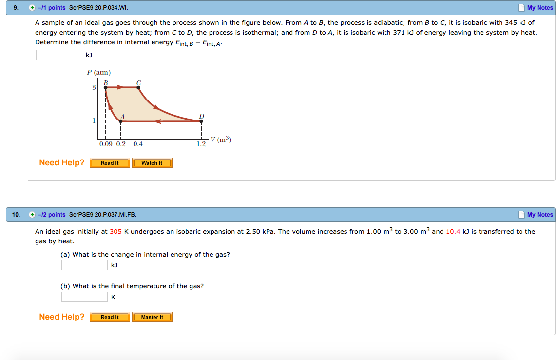 A Sample Of An Ideal Gas Goes Through The Process | Chegg.com