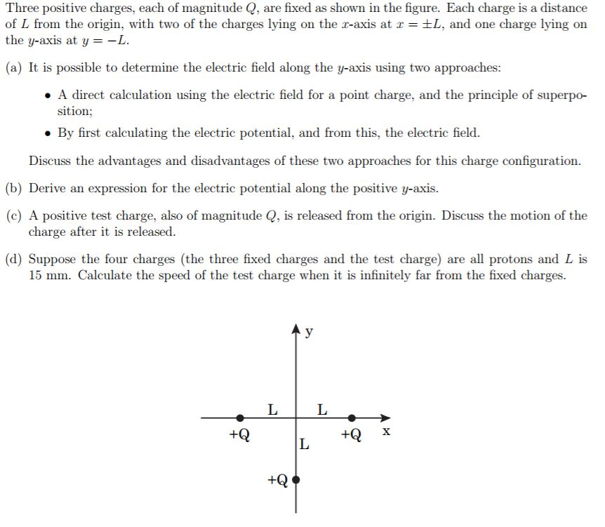 Solved Three positive charges, each of magnitude Q, are | Chegg.com