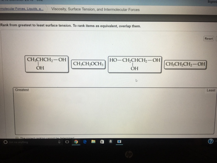 Solved Rank from greatest to least surface tension. To rank