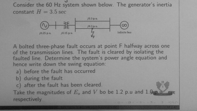 Solved Consider The 60 Hz System Shown Below. The | Chegg.com