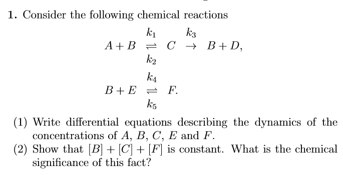 Solved 1. Consider The Following Chemical Reactions K1 K3 | Chegg.com