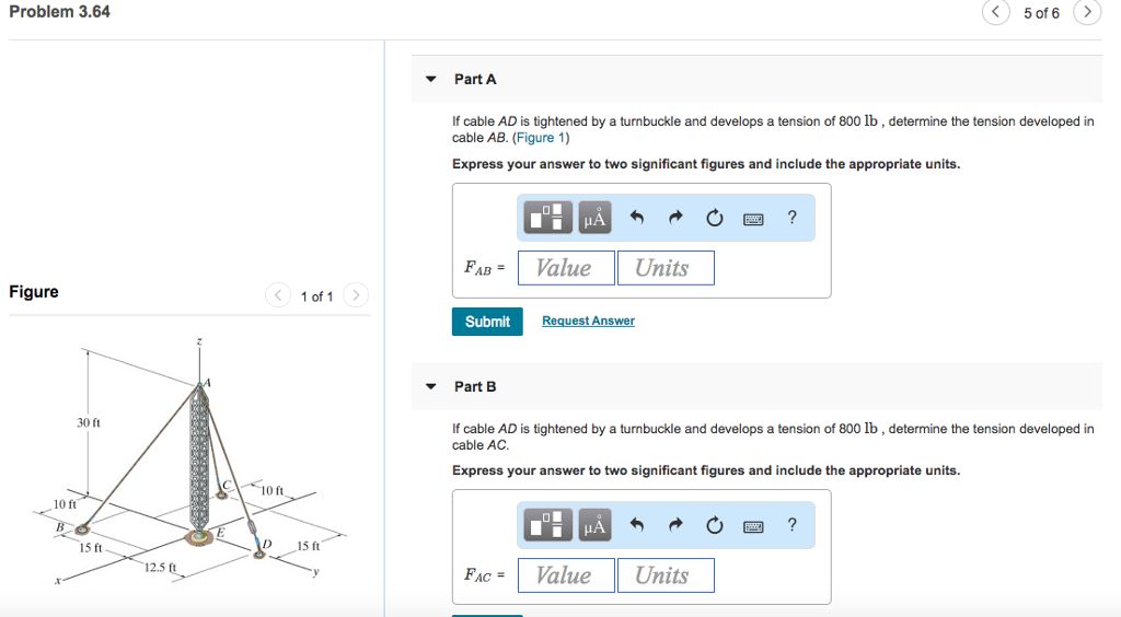 Solved Problem 3.64 5 of 6 PartA If cable AD is tightened by | Chegg.com