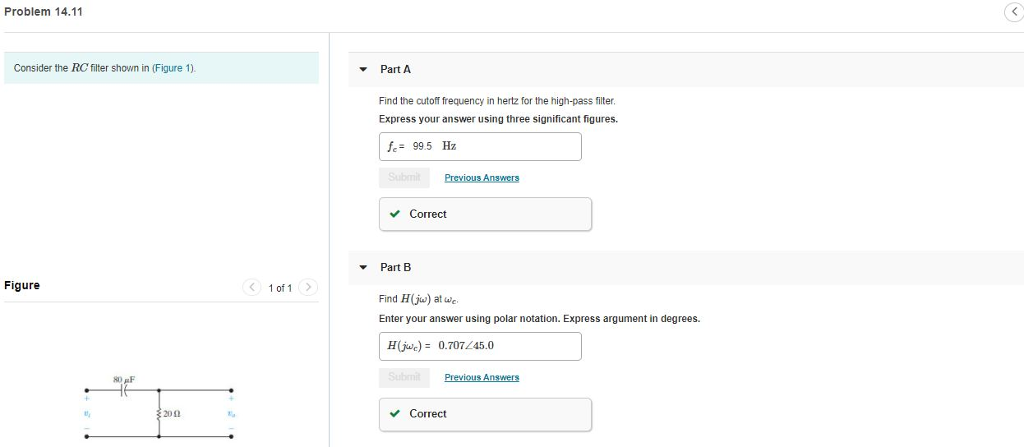 Solved Problem 14.11 Consider the RC filter shown in (Figure | Chegg.com
