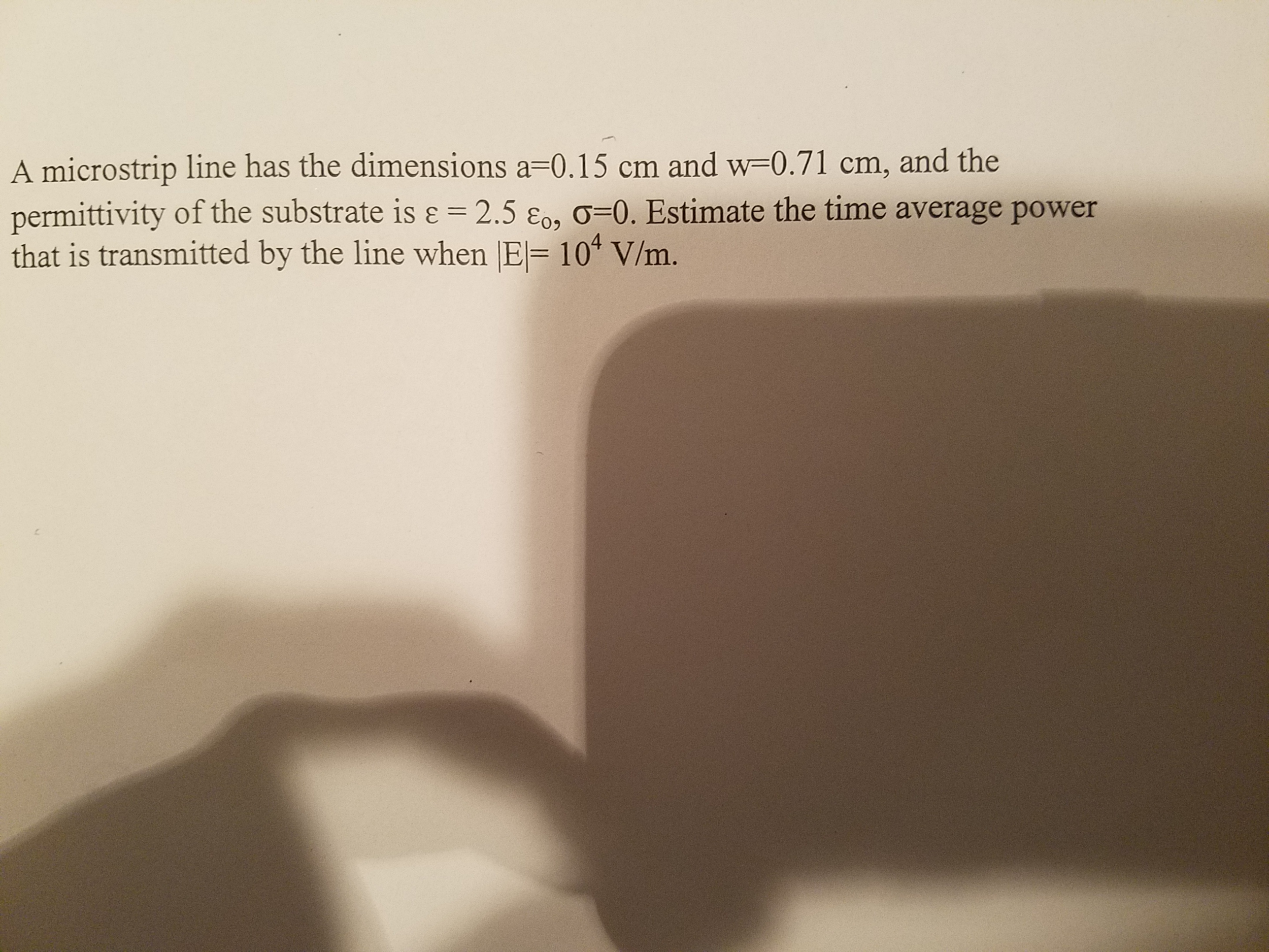Solved A microstrip line has the dimensions a=0.15 cm and | Chegg.com