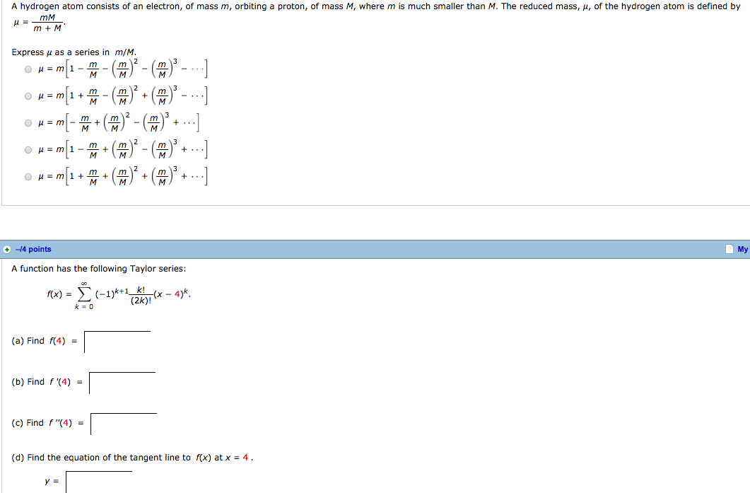 Solved A hydrogen atom consists of an electron, of mass m, | Chegg.com