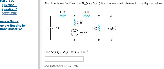 Solved Find the transfer function Vo(s) / Vs) for the | Chegg.com