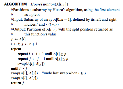 Solved ALGORITHM HoarePartition(Al..r]) //Partitions a | Chegg.com