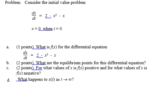 Solved Consider the initial value problem dx / dt = 2 - x^5 | Chegg.com