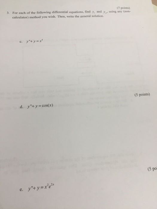 Solved For each of the following differential equations, | Chegg.com