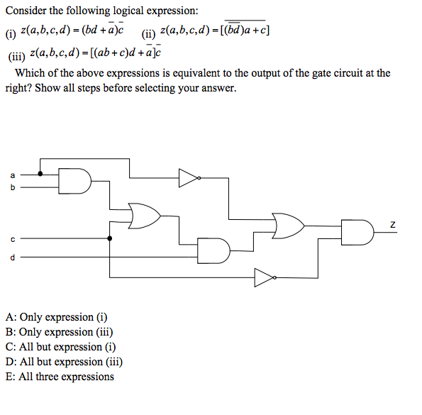 Solved Consider the following logical expression: Which of | Chegg.com