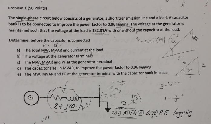 Solved Problem 1 (50 Points) The single-phase circuit below | Chegg.com