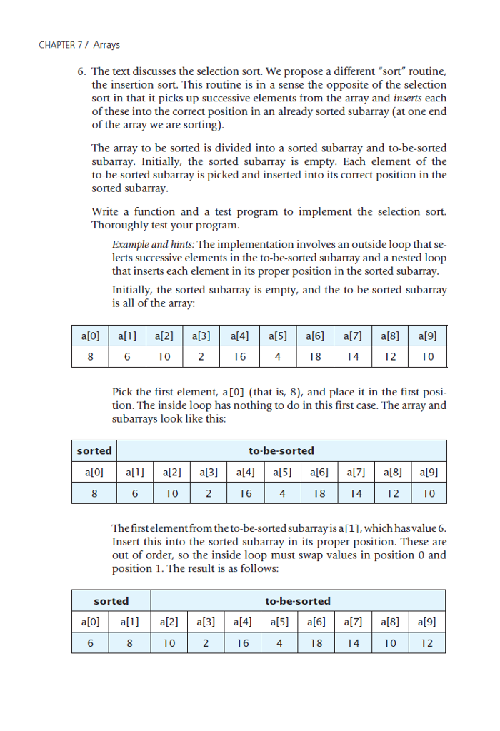 Solved CHAPTER 7 / Arrays 6. The text discusses the | Chegg.com