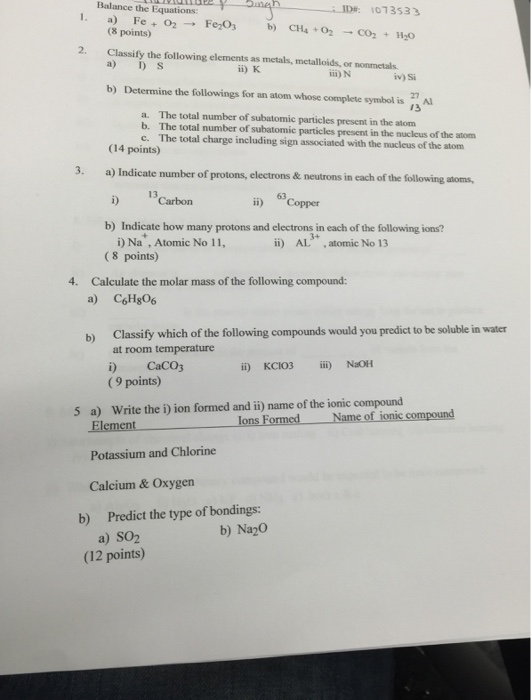 Solved Classify the following elements as metals, | Chegg.com