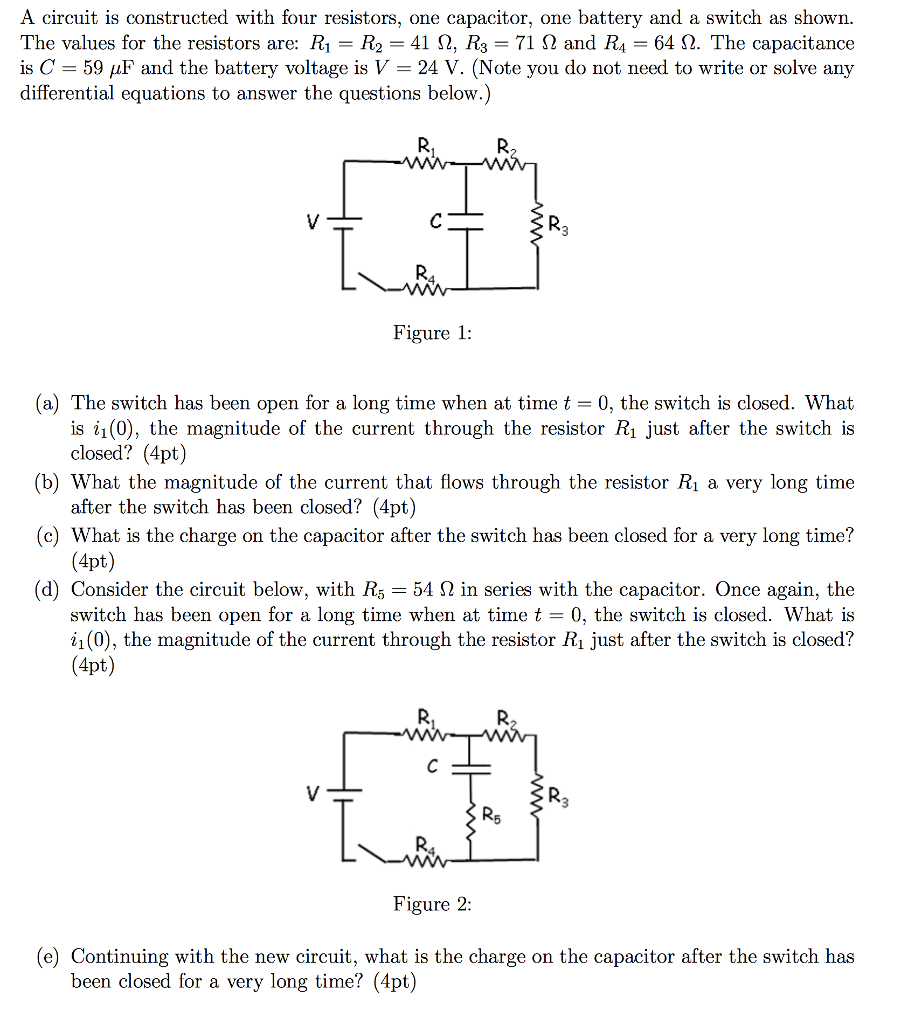 Solved A circuit is constructed with four resistors, one | Chegg.com