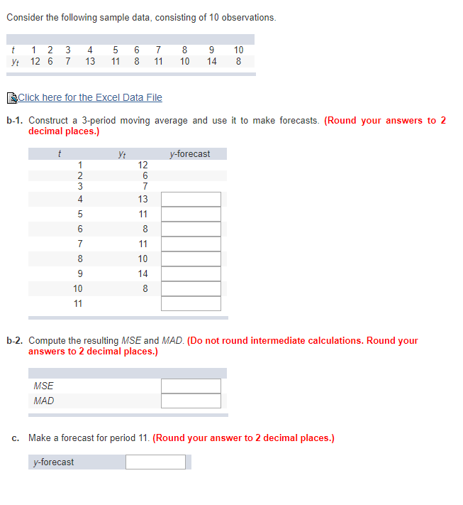 Solved Consider the following sample data, consisting of 10 | Chegg.com