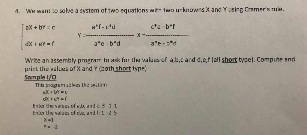 Solved 4. We want to solve a system of two equations with | Chegg.com