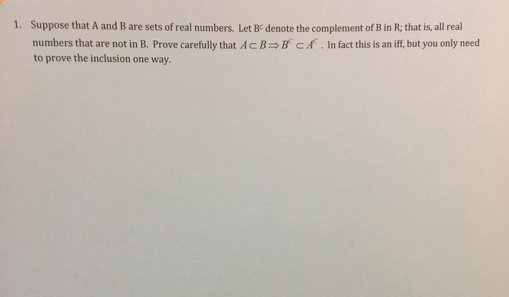 Solved 1. Suppose That A And B Are Sets Of Real Numbers. Let | Chegg.com