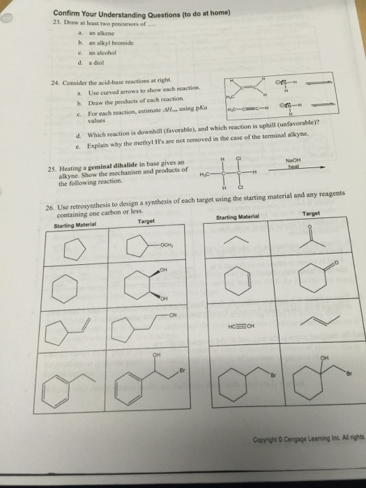 Solved Draw at least two precursors of a. an alkene a. an | Chegg.com