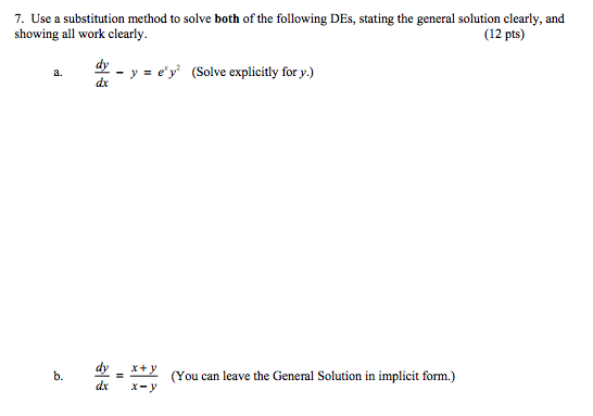 Solved Use a substitution method to solve both of the | Chegg.com