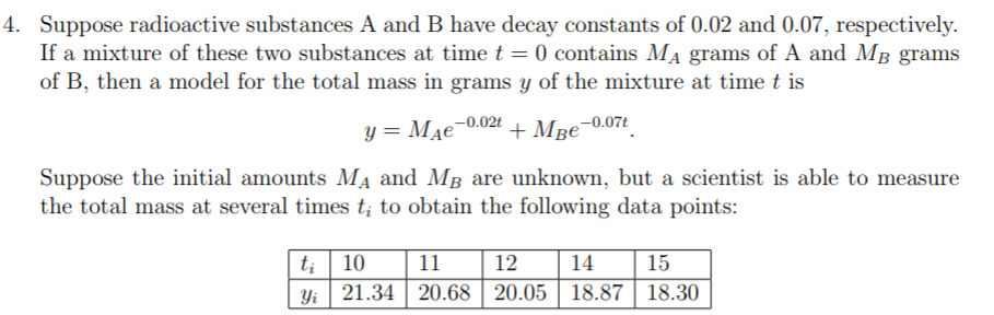 Solved 4. Suppose Radioactive Substances A And B Have Decay | Chegg.com