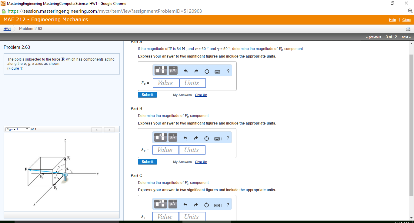 Solved The bolt is subjected to the force F. which has