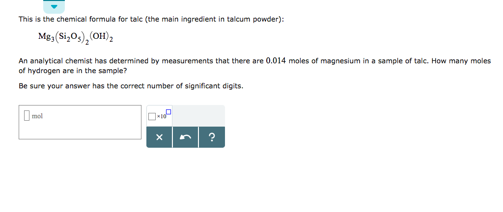 Solved This is the chemical formula for talc (the main | Chegg.com