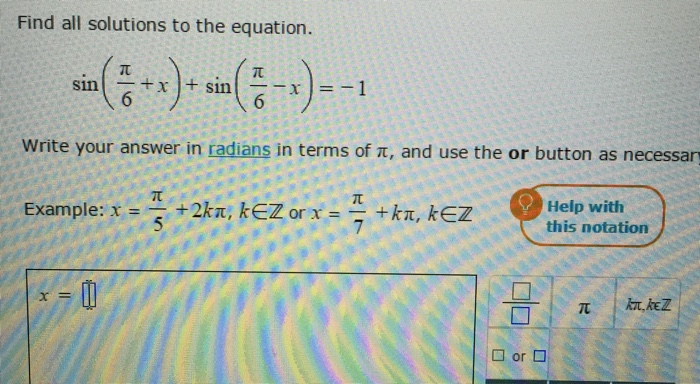 solved-find-all-solutions-to-the-equation-sin-pi-6-x-chegg