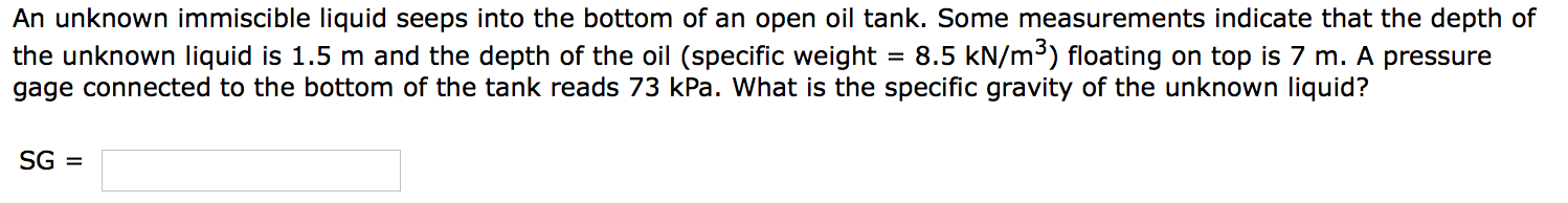 Solved An unknown immiscible liquid seeps into the bottom of | Chegg.com