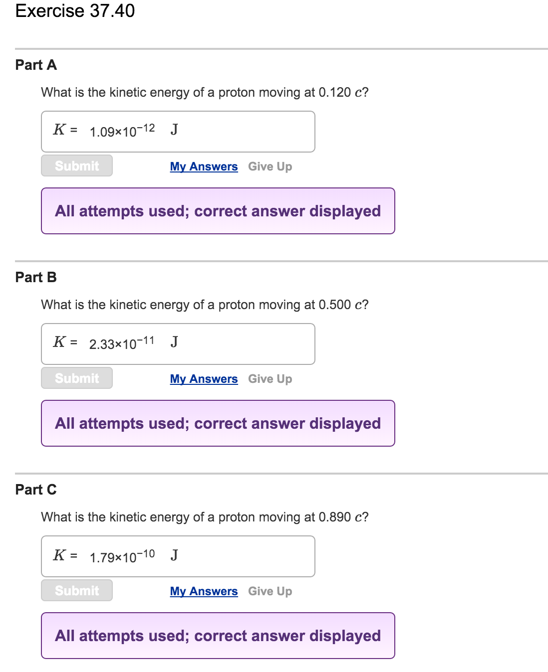Solved What is the kinetic energy of a proton moving at | Chegg.com