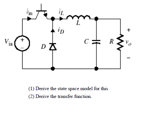 Solved in L. in (1) Derive the state space model for this | Chegg.com