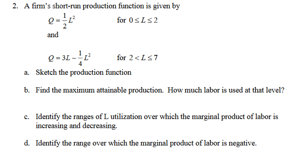 Solved A Fïrm's Short-run Production Function Is Given By | Chegg.com