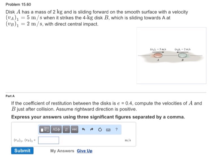 Solved Disk A has a mass of 2 kg and is sliding forward on
