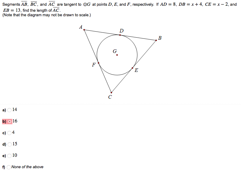 Solved Segments AB, BC, and AC are tangent to OG at points | Chegg.com