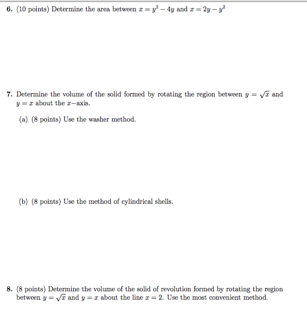 Solved Determine The Area Between X Y2 4y And X 2y 8589