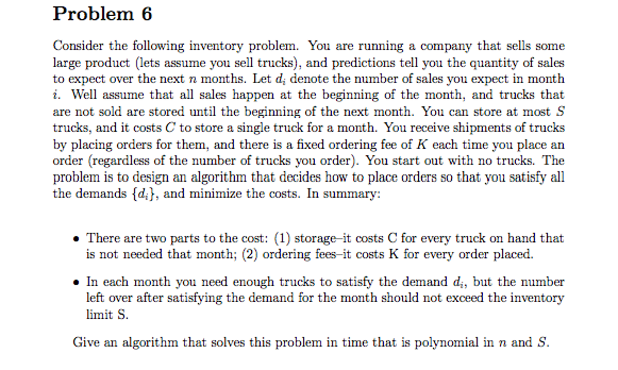 Inventory Problem Solve Solved Consider the following inventory problem. You are | Chegg.com