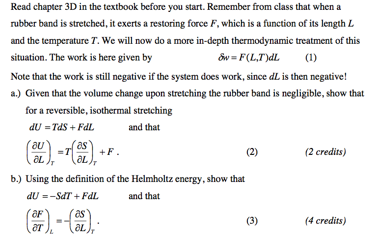 Work, Helmholtz Energy, Internal Energy Problem | Chegg.com